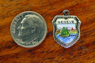 Vintage Silver Geneve Geneva Switzerland Swiss Travel Shield Charm