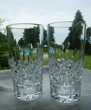 Waterford Irish Crystal.  Lismore Pattern.  Two 5 5/8 " Tall High Ball Glasses.