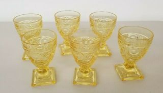 Set Of Six Heisey Ipswich Sahara Yellow Ice Tea Glasses Art Deco