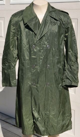 Vintage Vietnam War Us Military Army Rubber Coated Raincoat Foul Weather Jacket