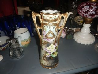 8 1/2 Inch Tall Made In Japan Nippon Era Vase With Gold Decor Estate Item