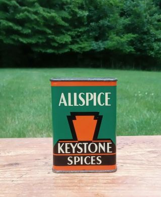 Vintage Keystone Coffee Co.  Allspice Advertising Spice Display Tin Can