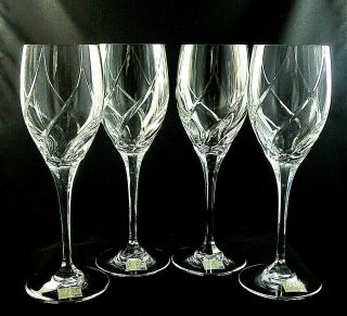 (4) Olympus Mikasa Crystal Water Goblets Red Wine Glasses 9 " Imperfect