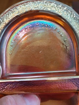 Rare Cristalerias Rigolleau Of Argentina Carnival Glass Marigold Ashtray WOW 3