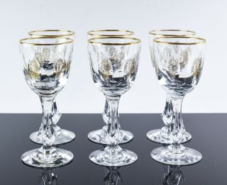 Set Of 6 Tiffin Franciscan Palais Versailles Gilded Claret Wine Goblets - Sb15