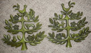 2 Awesome Vtg.  Homco “tree Of Life” Wall Decor Hanging Green 1963