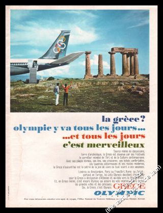 Publicité Olympic Airways Greece Airlines Aviation Vintage Ad Advertising 1967