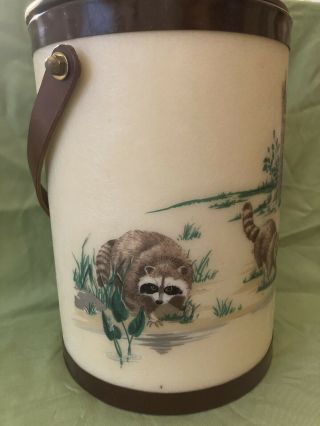 Vintage Handmade Bacova Guild Raccoons,  Ice Bucket,  Signed