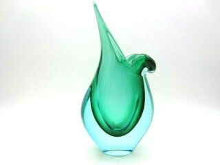 Green In Green Murano Sommerso Art Glass Ewer Jug Vase