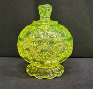 Weishar Moon And Star Glass Compote Small Candy Dish Vaseline Uranium