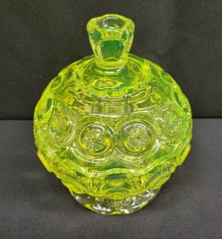 Weishar Moon And Star Glass Compote Small Candy Dish Vaseline Uranium 3