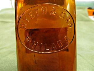 Vintage Wyeth & Bro. ,  Philad ' a Brown Bottle - Empty - H.  F.  Warne - Winlock,  Wash 2
