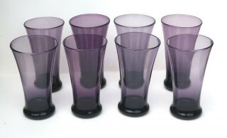 Set Of 8 Blenko Colonial Williamsburg Cw - 5t Amethyst Tavern Glasses 6 Inches