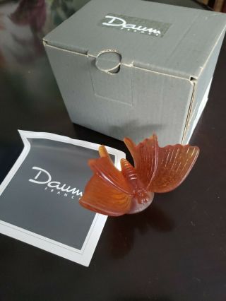 Signed Butterfly Daum France Crystal Art Glass With.