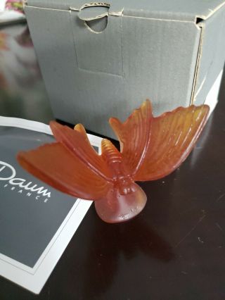 SIGNED BUTTERFLY DAUM FRANCE CRYSTAL ART GLASS with. 3