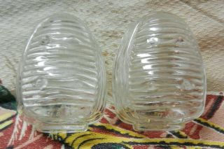 Vintage Pair Bird Cage Clear Glass Feeder