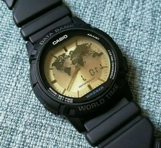 Vintage Casio Abx - 20 Twincept Databank Alarm World Time Lcd Watch 1349 Rare