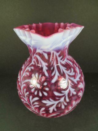 Northwood Cranberry Opalescent Daisy and Fern Ball Shaped Pitcher (900 - 216) 3