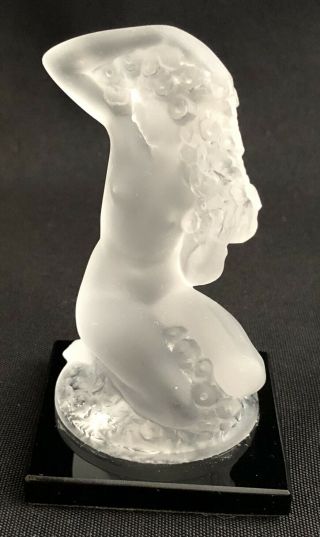 Lalique Crystal Floral Flowers Nude Lady Nymph Art Deco Figurine Statue On Base