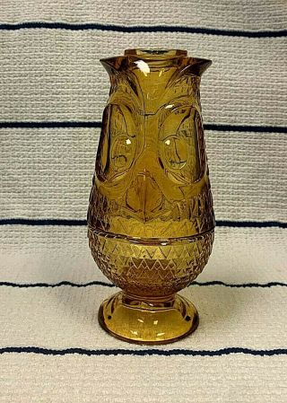 Vintage Viking Glass Amber Owl Glimmer Fairy Lamp Mid Century Modern