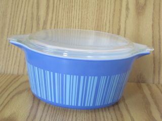 Vintage Pyrex Blue Barcode 474 - B 1 1/2 Qt Ovenware Near With Lid