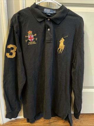 Vintage Ralph Lauren Polo Mercer Club Big Pony 3 Size Xl Long Sleeve Shirt Vtg