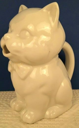 Vintage White Cat Kitty Creamer Pitcher Porcelain 4 1/2 " Euc