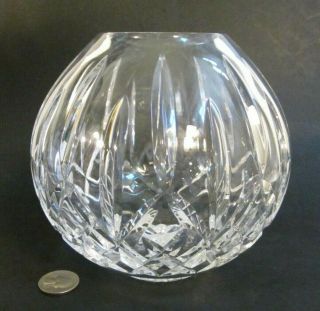 Waterford Crystal Signed " Lismore " Irish Cut Glass 6 " Rose Bowl Globe Vase Label