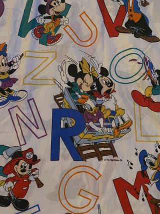 Vintage Twin Flat Sheet Mickey Mouse And Friends Alphabet Walt Disney Fabric
