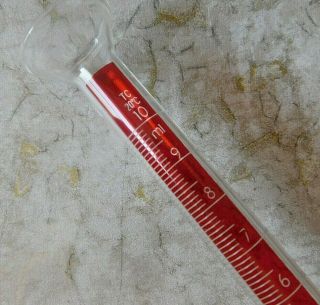 Vintage Glass Pyrex Science Measuring Red Clear 10ml 20c Octagon Base