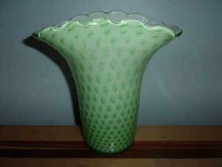 Murano Glass Fratelli Toso Green Controlled Bubbles 1970 