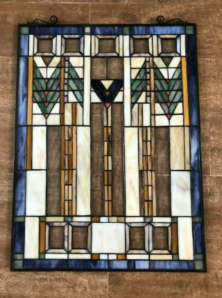 Resin Stained Glass Panel 18 X 24 " Multi Colored Wall Window Hanging Fireplace
