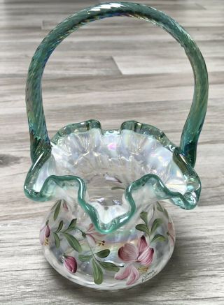 Fenton Basket Carnival Glass - Signed By Donna Robinson - 90th Year Celebration