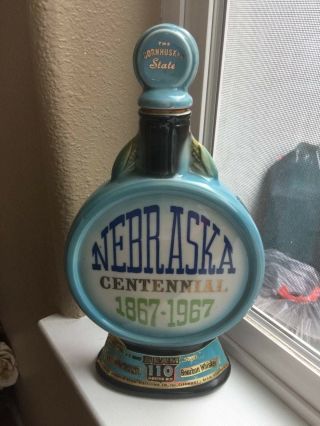 Vintage Jim Beam Liquor Decanter Bottle Nebraska Centennial 1967 Cornhusker Corn