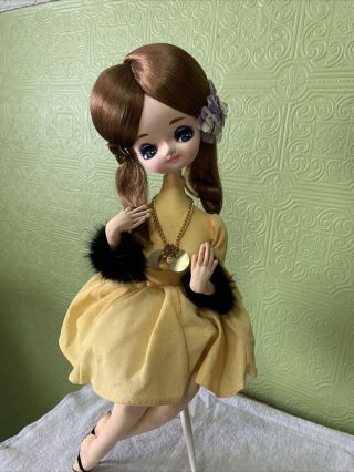 Vintage 1970s Big Eyed Doll Bradley? Mod Fashion Doll On Chair Cute