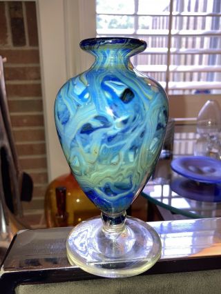 Chris Heilman Swirled Glass Vase Perfume Bottle Gr8 Design 1978 Nice￼￼ 3