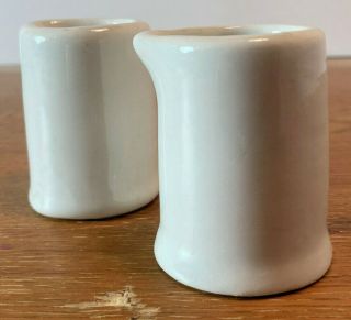Vtg White Porcelain Restaurant Ware Ironstone Mini Creamer Syrup Pitcher 2 Avail