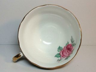 ADDERLEY CUP & SAUCER Bone China England 1950 ' s Black White Pink Rose Gold Trim 3