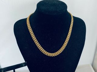 Vtg.  Monet Textured Gold Tone Chunky Chain Link Necklace