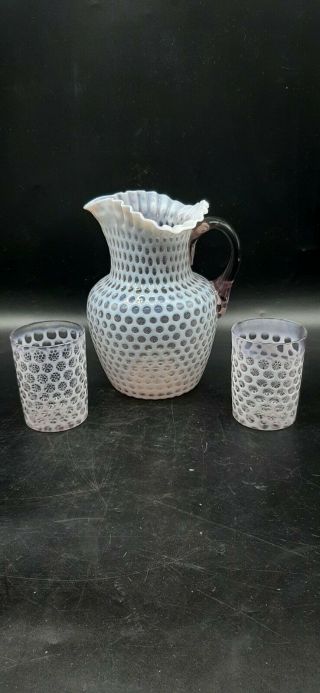Eapg Northwood Fenton French Opalescent Coin Dot Spot Pitcher Tumblers Ametysht