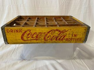 Vintage Coca - Cola Wood Carrying Crate - Yellow & Red - Savannah,  Tenn.  - 1967
