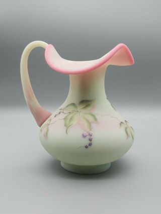 Fenton Lotus Mist Burmese Berry And Butterfly Pitcher D.  Robinson 95th Asy 150