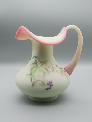 Fenton Lotus Mist Burmese Berry and Butterfly Pitcher D.  Robinson 95th Asy 150 3