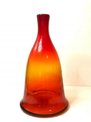Vintage Mcm Blenko Glass Amberina Tangerine Large Glass Decanter Bottle 12 "