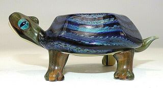 Scott Bisson Signed Art Glass Hand Made Turtle Figurine 2000 Usa