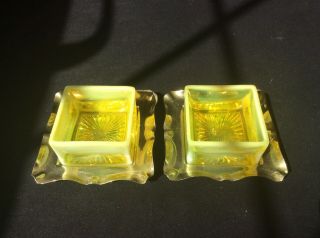 A Lovely Victorian Davidson Yellow Vaseline / Pearline Glass/ Epns Salts
