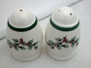 Spode - Christmas Tree Pattern - A Salt And Pepper Shaker Set W/stoppers - Euc