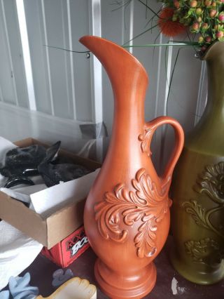 Haeger Pottery Pitcher Vase Jug Art Deco Style Vintage Usa 8097