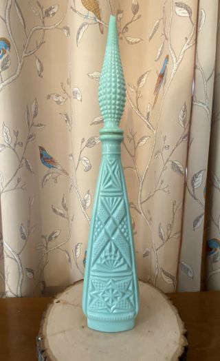 Rare Vintage Italian Empoli? Jadeite Milk Glass Genie Bottle W/ Stopper