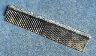 Good 8 " Solid Silver Mounted Comb Birmingham 1905 By Gorham